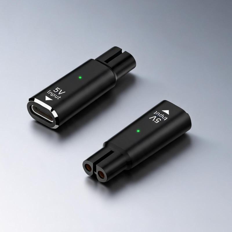 Компактные USB C адаптеры для зарядки бритв MG9510, QP1924, QP2724, с двойным штырьковым выходом, разъем 5 В для ежедневного резервного питания
