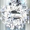 40cm White Wreath Blossom Cluster Artificial Forsythia Wreath Farmhouse Wreath Grapevine for Celebration Front Door Wall Window Hanging Decor