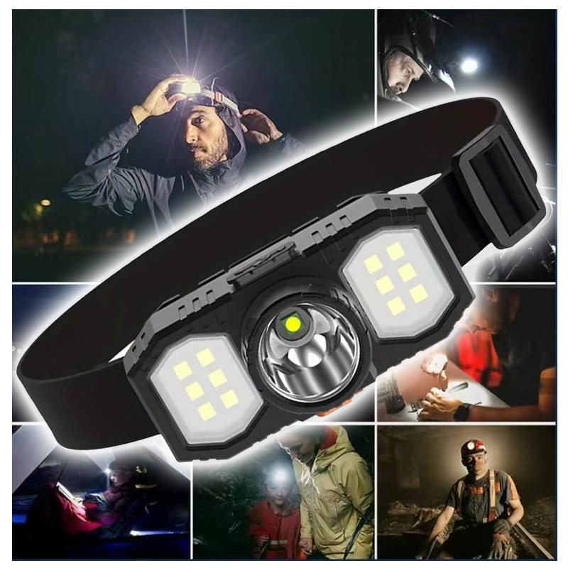 Powerful COB LED Headlamp 3 Lighting Modes Waterproof Head-mounted Flashlight Super Bright For Outdoor Camping Fishing Lighting