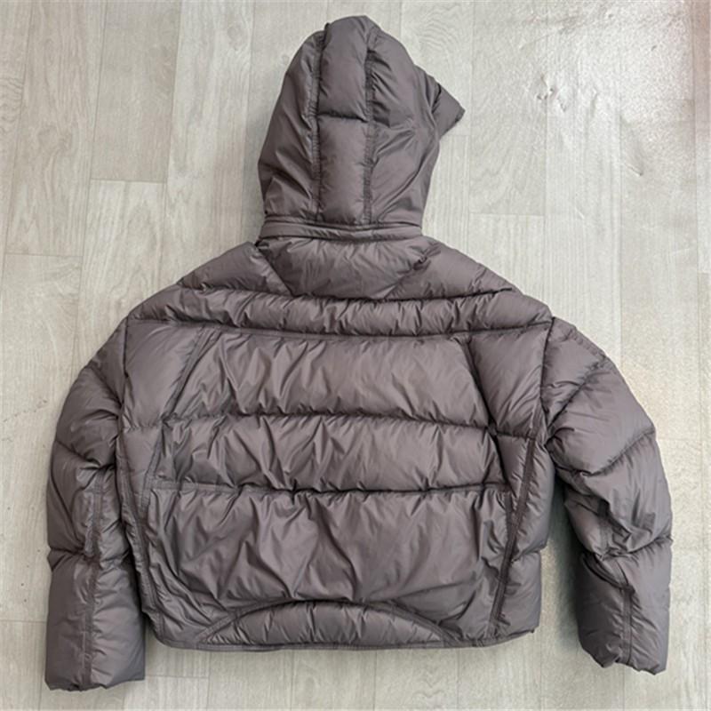 Womens Short Puffer Jacket With Hood Blue Quilted Down Coat Lightweight Warm Winter Outerwear Daily Wear