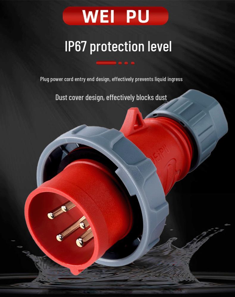 Weipu TYP Series 173 4-Pin 16A IP67 Waterproof Industrial Plug Socket - Surface/Flush Mount Connector