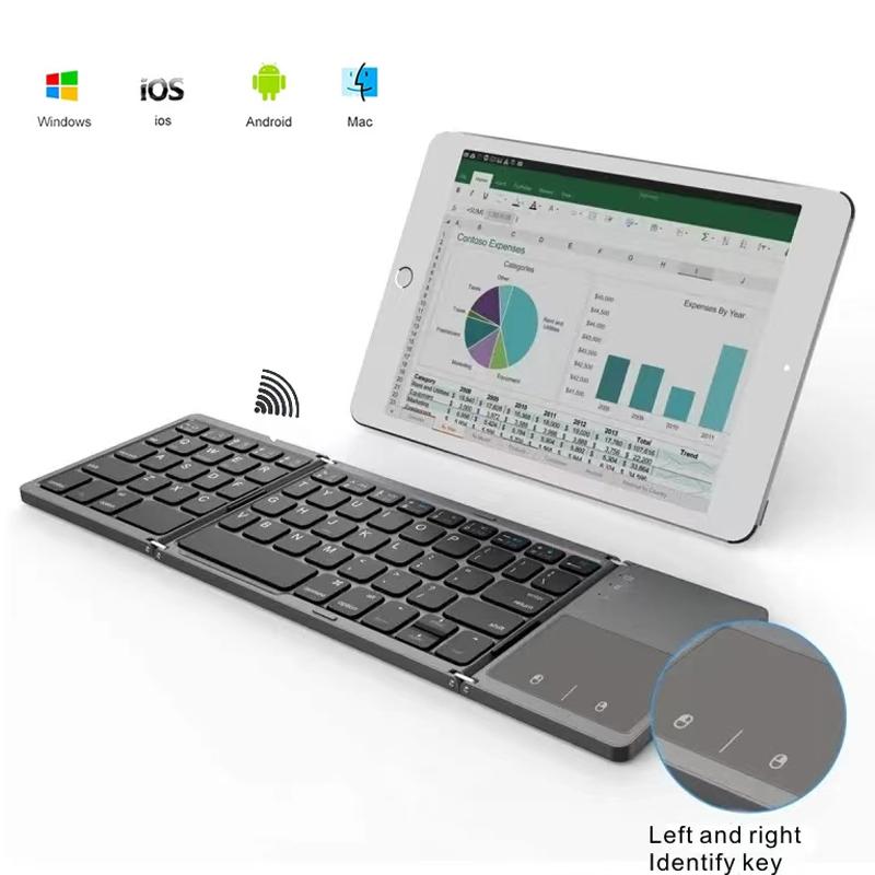 Портативная складная мини-клавиатура, беспроводная Bluetooth-клавиатура, сенсорная панель, цифровая клавиатура для Windows, Android, Mac, IOS, планшета, iPad, телефона