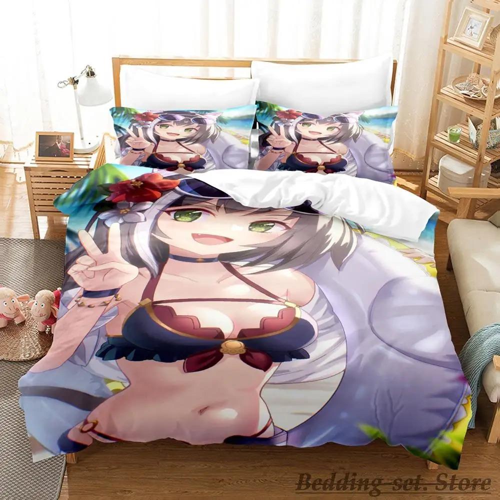 Комплект постельного белья Kawaii Kyaru Single Twin Full Queen King Size Bed Set Adult Kid Bedroom Duvetcover Sets Anime Grils