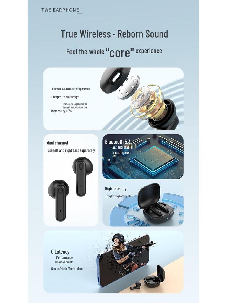 Мини Беспроводные Bluetooth Игровые Наушники F11: Повседневные спортивные, Низкое энергопотребление, Горячая новинка TWS