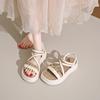 Summer Platform Niche 2025 New Sandals Fairy Wind Cross Roman Shoelaces Internet Celebrity Korean Version of Sandals Woman