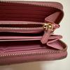 Used Prada Round Zipper Long Wallet Saffiano Logo Large Capacity Pink