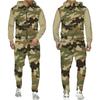 Spring Autumn Camouflage Print Men's Zipper Hoodies Pants Suit Outdoor Military Hooded Jacket Sportswear Tracksuit Two Piece Set