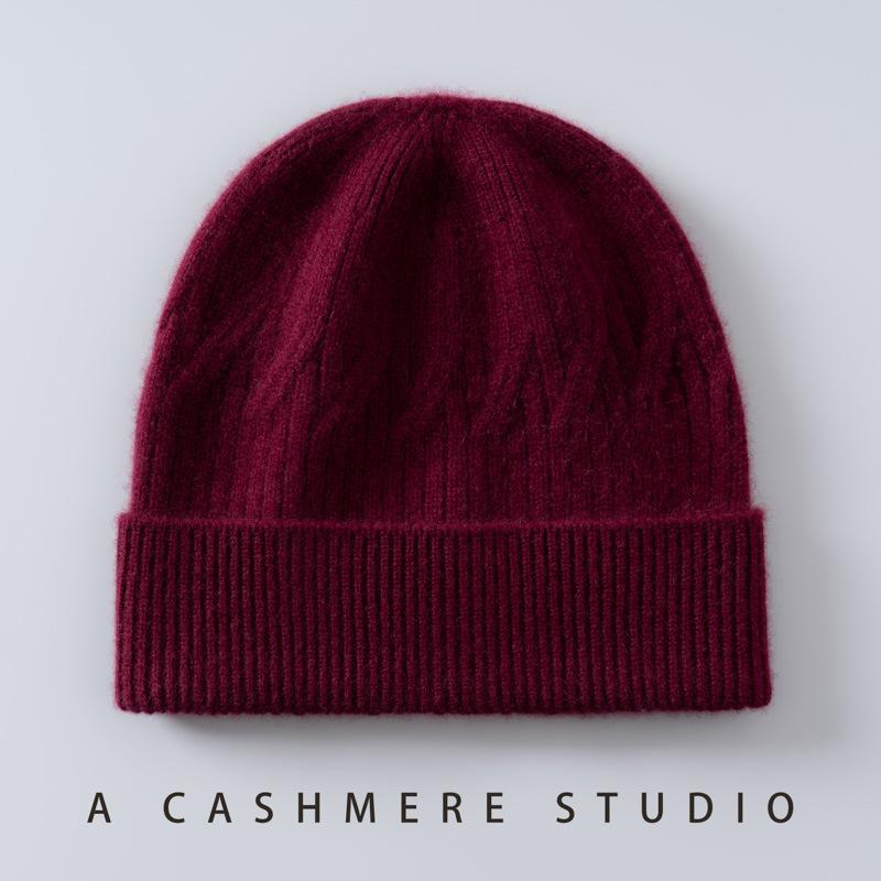 Cashmere autumn and winter new unisex fashion versatile simple warm ear protection cold knitted headhat