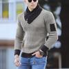 Европа, Америка, осень и зима, большой размер, мужской свитер, пуловер, длинный рукав, модный шарф, высокий воротник, мужской вязаный свитер