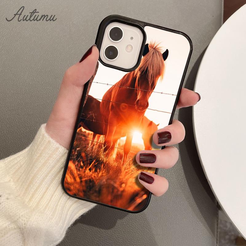 Чехол для телефона «Красивые лошади и закат» для iPhone 11 12 13 14 Pro Max mini XR XS SE 2020 7 8 Plus Samsung Galaxy S21 S22