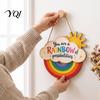 Kids Bedroom Decorations Boho Rainbow Sun Welcome Door Sign, Wall Hanging Plaque Sign Playroom Art with Inspirational Quote, Colorful Hanger