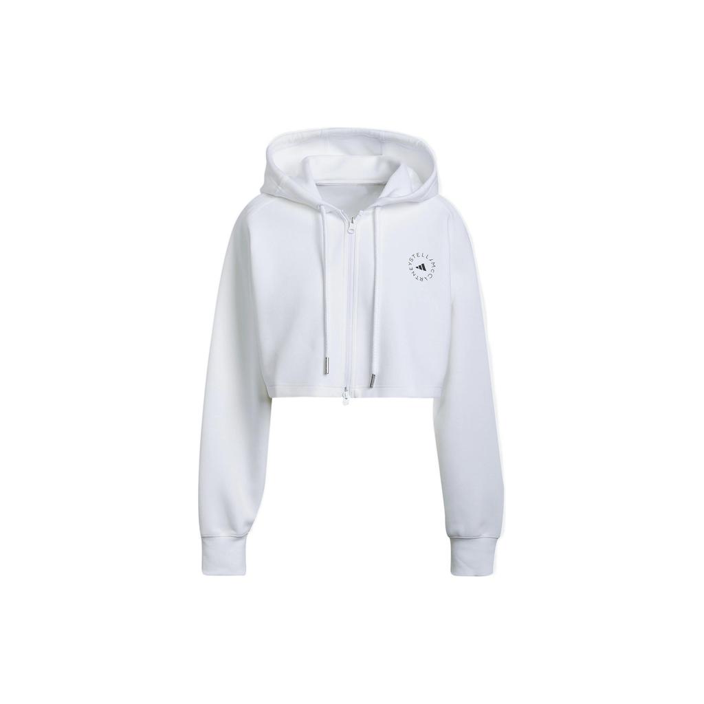 Adidas X Stella McCartney Pure Color Logo Мини-куртка на молнии с капюшоном Женские куртки Белые H59963