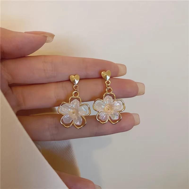 Korean Heart Drop Earrings For Women Girl Romantic Valentine's Day Gift Fashion Jewelry Trend Hanging Pearl Cute Bowknot Earring