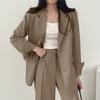 Женский комплект из 2 шт./компл., пальто, брюки, формальный деловой стиль, однобортный кардиган с длинным рукавом и воротником-стойкой, высокая талия, широкие брюки, однотонные брюки