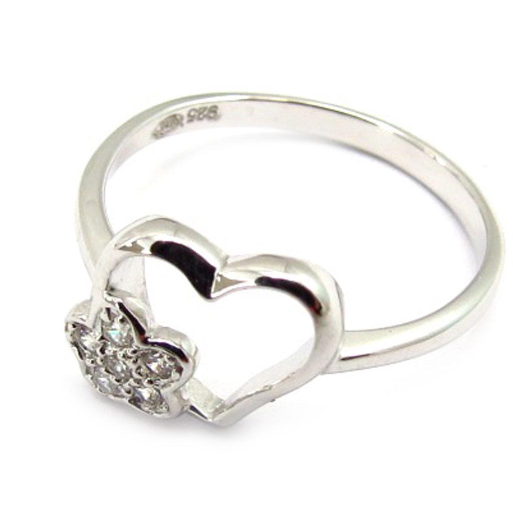 Silver Ring 'Love' Silvery White (rhodium) - 12x8 Mm
