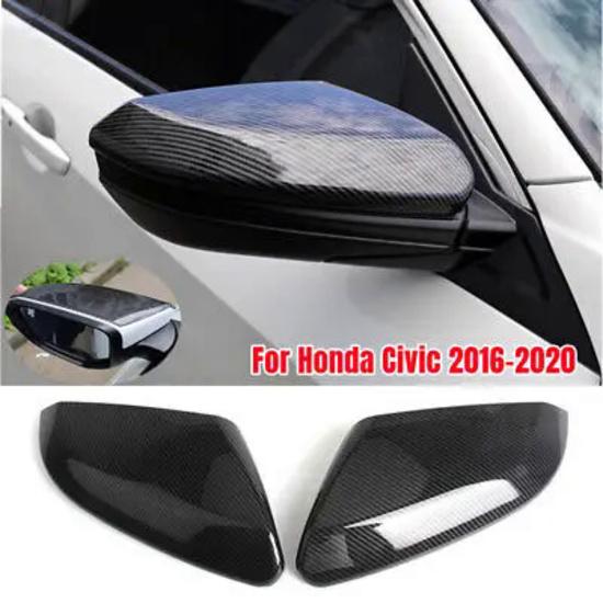 For Honda Civic 10th 2016 2017 2018 Car Rearview Side Mirror Cover Wing Cap Sticker Rear View Case Trim Carbon Fiber