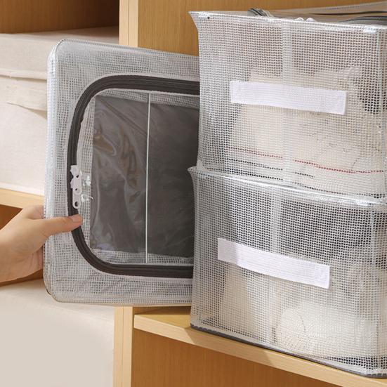 Прозрачный ящик для хранения с двухсторонними отверстиями, застежка-молния, водонепроницаемый корпус из ПВХ, пылезащитный