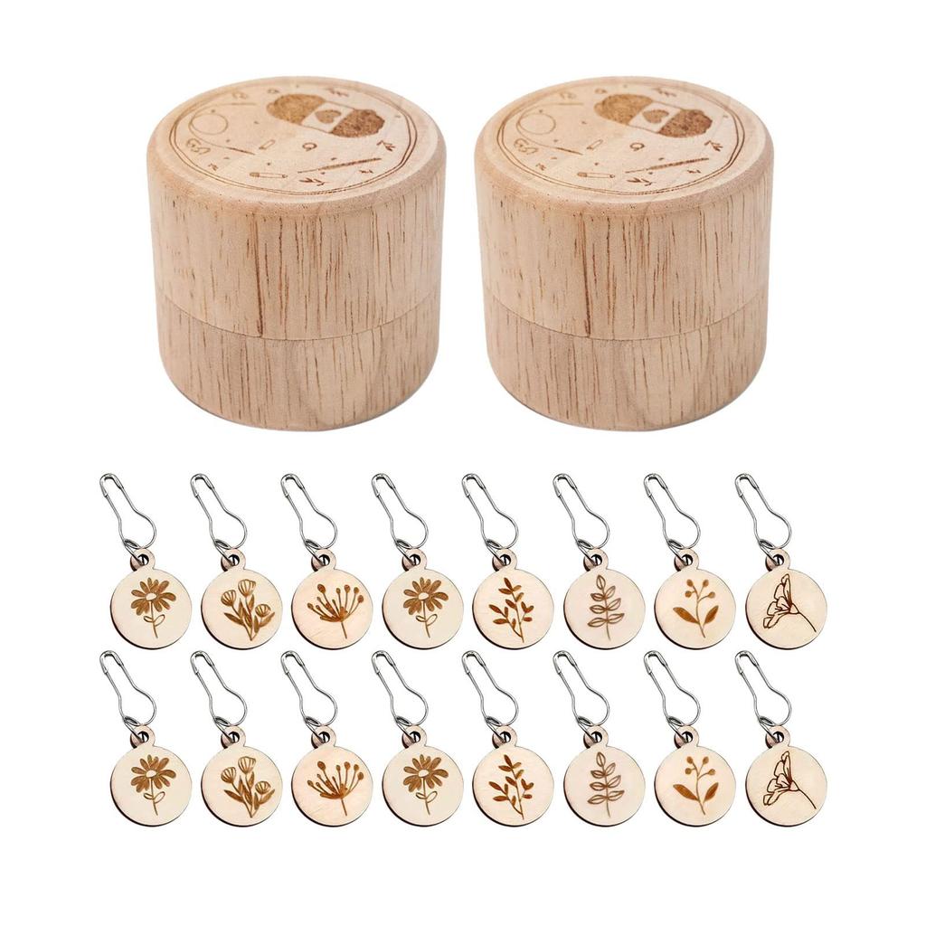 Круглый шарм Деревянные стежки Маркер для блокировки с булавкой-застежкой Деревянная линейка-калибр для вязания, ткачества, шитья, рукоделия