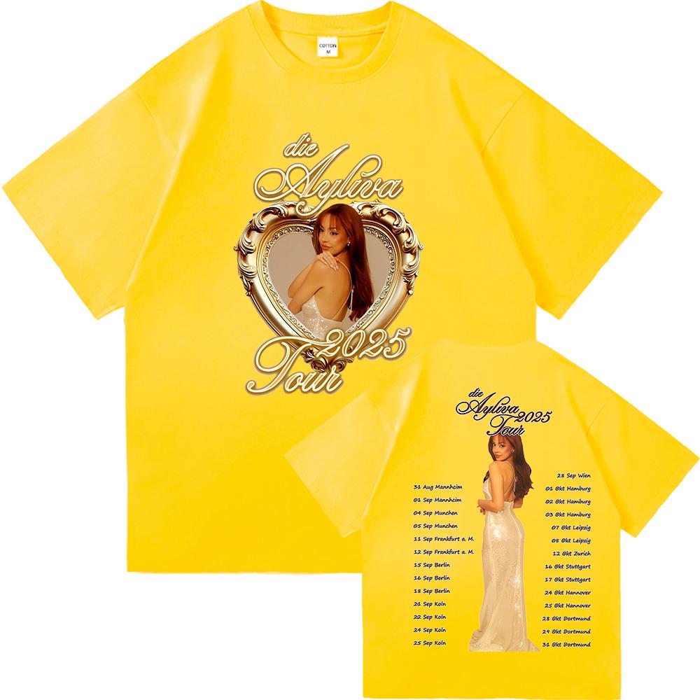 Футболка Ayliva Tour 2025 Летняя мода Мужская/Женская Харадзюку Графическая Ретро Футболка Высокое качество Повседневная Винтажная Хлопковая Футболка