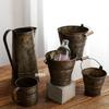 Style English Printing Desktop Ornaments Photography Props Cup Iron Flower Bucket Vase Drinkware