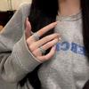 Vintage Sky Blue Drop Glaze Open Ring Women'S Light Luxury Niche Design High-End Ring Plain Ring Decorative Index Finger Ring