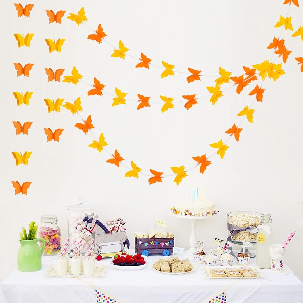 BEISHIDA 5Pcs Purple Lavender Butterfly Paper Garland Hanging Decorative Banner for Halloween Home Ceiling Decor Birthday Party Baby Shower Wedding