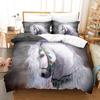 Running White Horse Bedding Set 3D Print Polyester Duvet Cover Single Twin Queen King Size for Home Decoration Birthday Gift