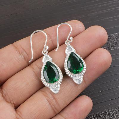 Серьги из стерлингового серебра 925 пробы с изумрудом, серьги с драгоценными камнями ручной работы, подарки для жены, абсолютно новые серьги