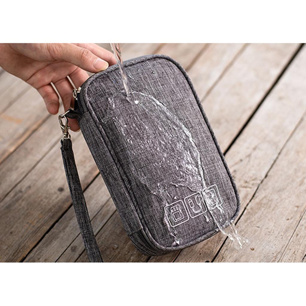 Органайзер для электроники из мягкой катионной ткани с металлической молнией и сетчатым карманом, сумка-органайзер для кабелей для путешествий