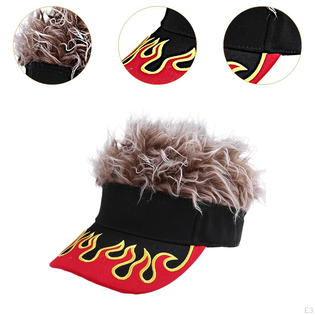 Visor Hat with Fake Hair Baseball Cap for Beach Sunbathing Cycling Christmas