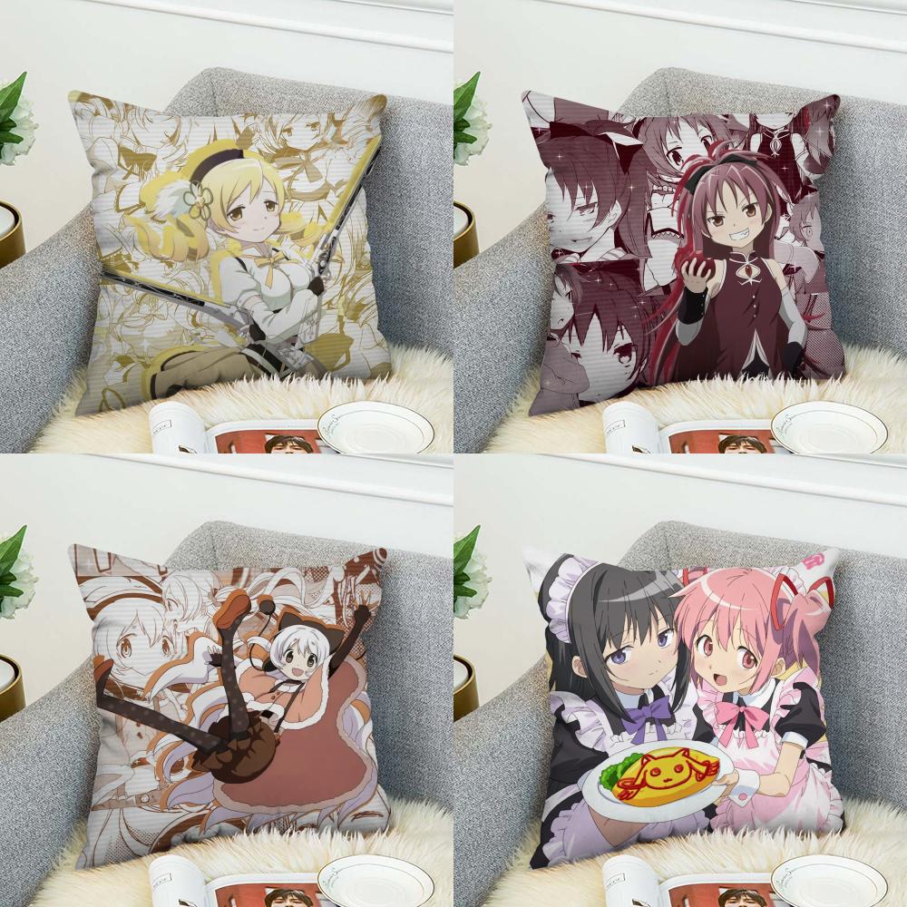 Чехол для подушки Puella Magi Madoka Magica для автомобиля, дивана, декоративный для дома, двусторонний принт, плюшевая квадратная декоративная подушка, наволочка