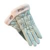 1 Pair Women Winter Gloves Windproof Thick Warm Cartoon Bear Decor Touch Screen Anti-slip Soft Cold-proof Elastic Wrist Cycling Riding Skiing Gloves