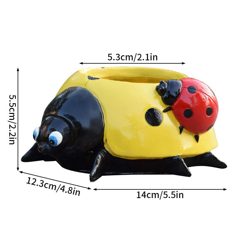 Садовая скульптура на открытом воздухе, божья коровка, семь звезд, украшения в виде жука, украшение для цветочного горшка, ландшафт, мультяшная фигурка насекомого, статуя