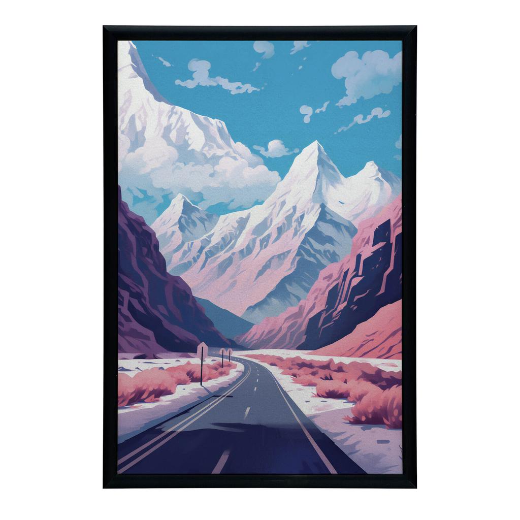 Pastelowy Krajobraz Górski Pastelowy Krajobraz Górski, 50X70 Cm, Rama Drewniana Jasny Dąb, Papier Matowy 230 Gsm