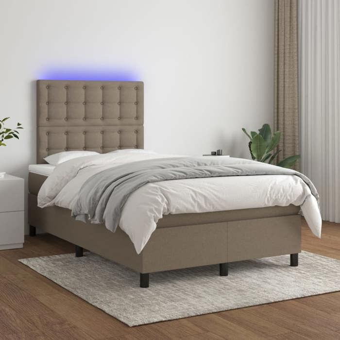 Maison Exclusive - Sommier à lattes de lit avec matelas et LED Taupe 120x200 cm