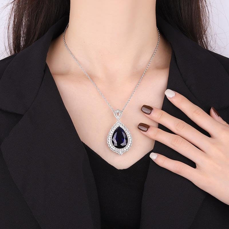 Ювелирные изделия Медное основание с золотым покрытием Имитация цвета Сокровище Большой кулон в виде капли воды Роскошная инкрустация Главный камень 18 * 25