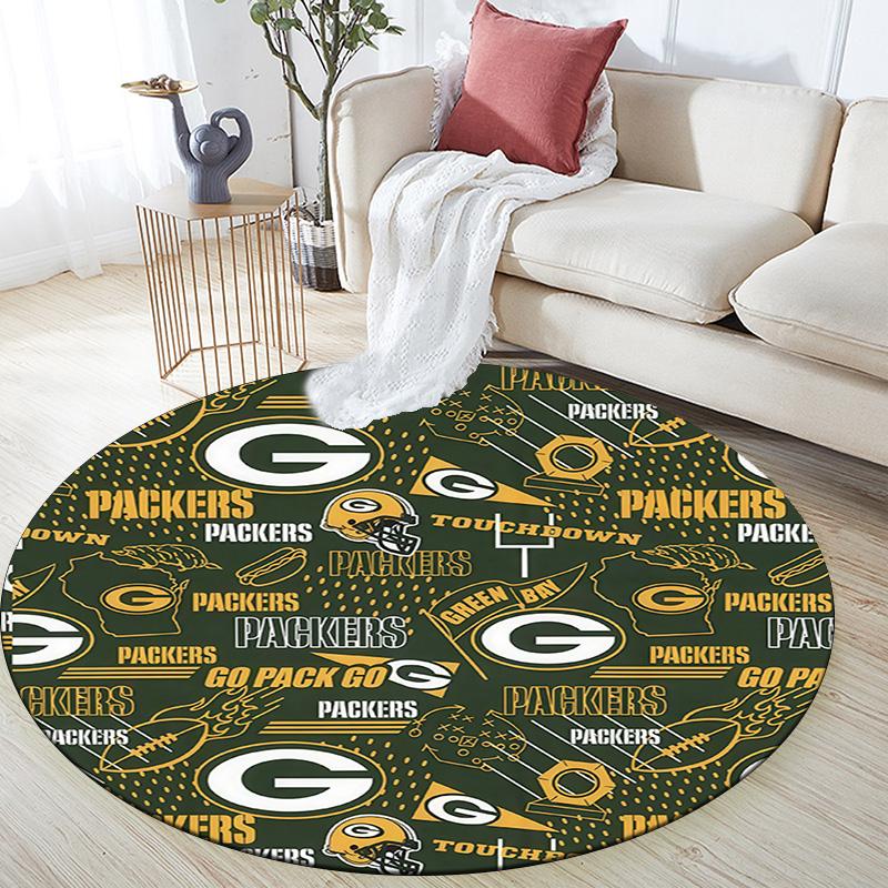 Green Bay Packers2,Round Area Rug,Carpet Rug for Living Room Bedroom Sofa Playroom Decor,Non-slip Floor Mat