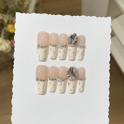 Персиковый кружевной узор Весенняя и летняя атмосфера Французский пасторальный стиль Расписанный вручную кремовый цветочный ворсовый дрель-костюм