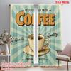2pcs 2D Flat Printing Party Curtains Vintage Fair Trade Coffee Polyester Without Electricity Holiday Decorations Perfect for