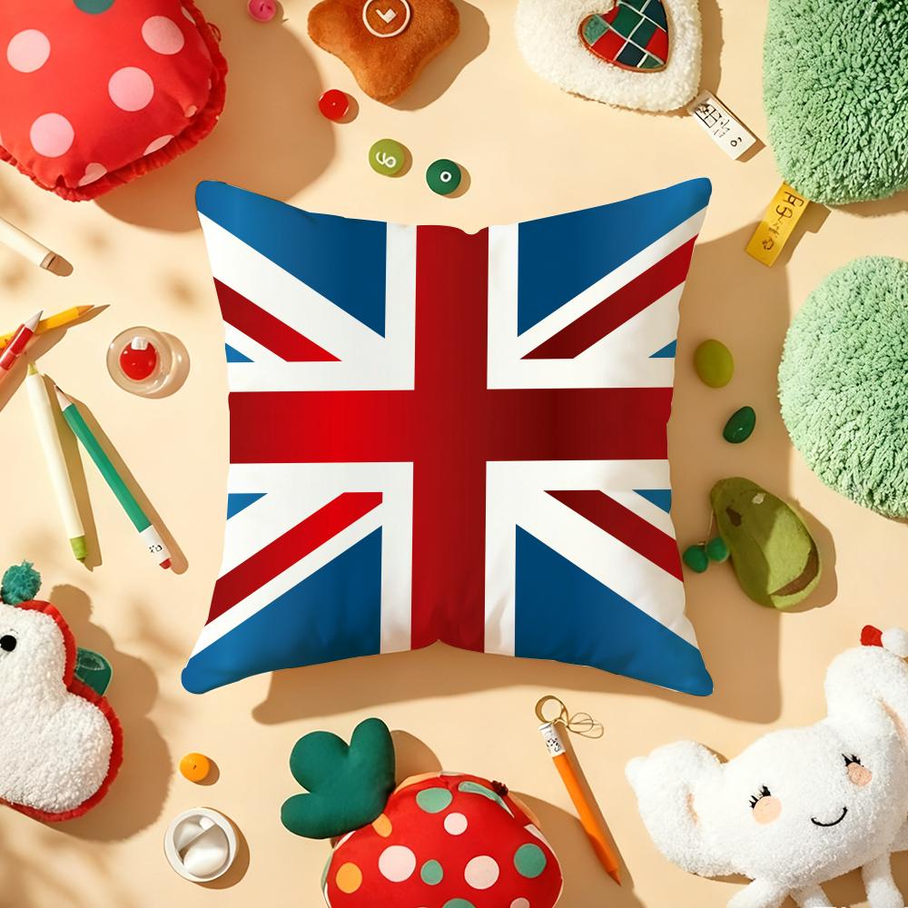 Наволочка на подушку с флагом Union Jack, плюшевая ткань, мягкая, двусторонняя печать, для дивана, теплая, зимний подарок для дома, наволочка