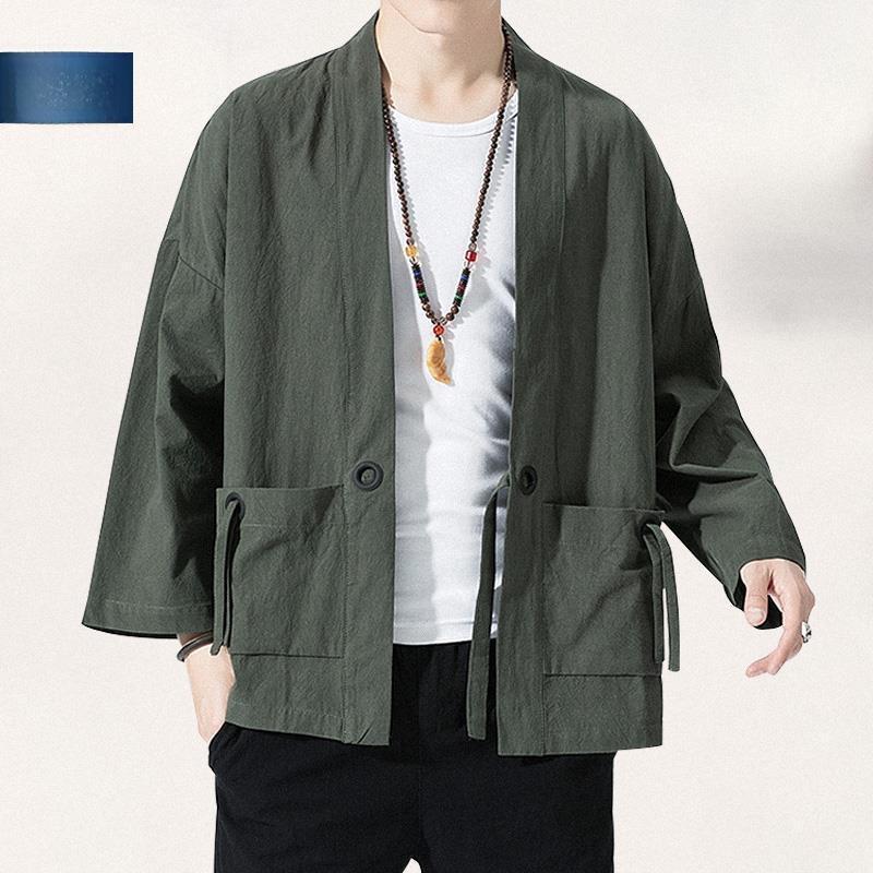 Men's Chinese Style Linen Jacket: Hanfu Kimono, Tang Suit, Taoist Robe - Retro Autumn Fashion