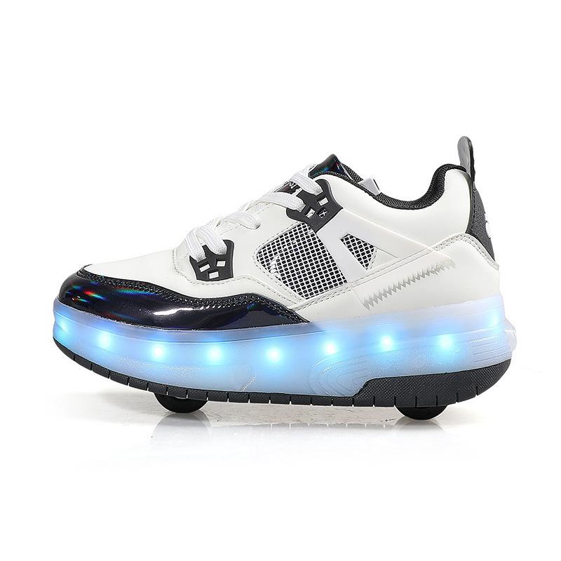 Двухколесные кроссовки-ролики 2025 с зарядкой, светящиеся, светодиодная подсветка, взрослые роликовые коньки с колесами