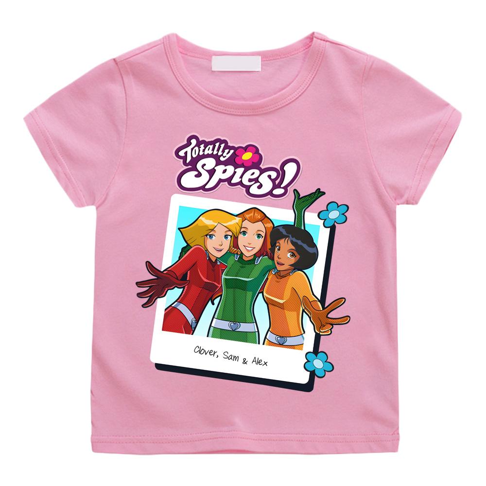 Totally Spies Фоторамка Групповое фото Футболки Мультяшный принт Хлопковая футболка Детская Мультяшная Футболка для мальчиков и девочек