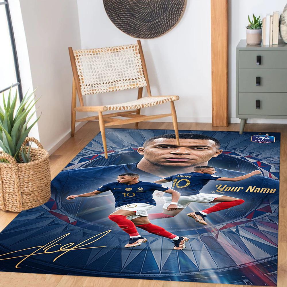 Mbappe Customized Name Floor Mat Design For Entryway Game Room Dining Room Outdoor Antislip Carpet Office Home Decor Perfect Gift For Friends Family