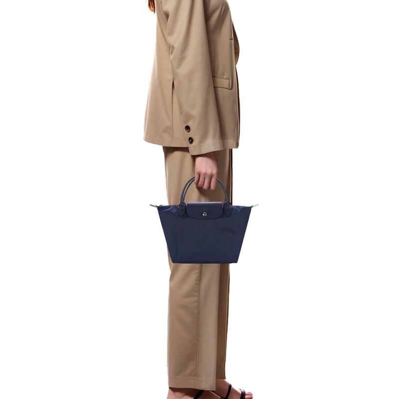 Longchamp Серия Le Pliage однотонная короткая ручка молния кнопка холст пэчворк сумка-пельмень женская маленького размера темно-синий 1621919P68