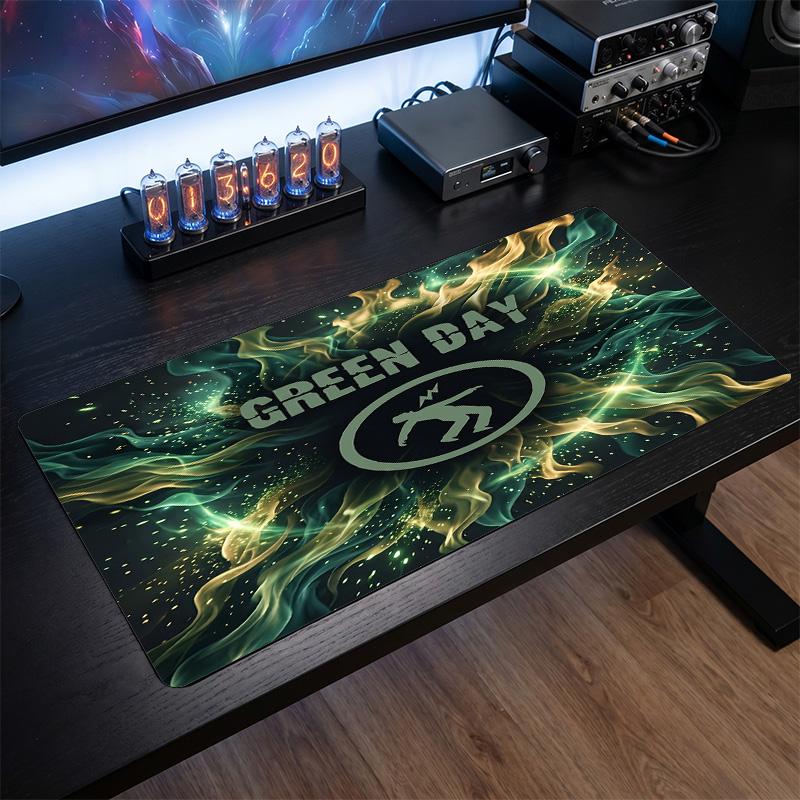 Green Day Print Large Mouse Pad Smooth Surface Anti?Slip Desk Mat For Gaming Office Laptop Decoration