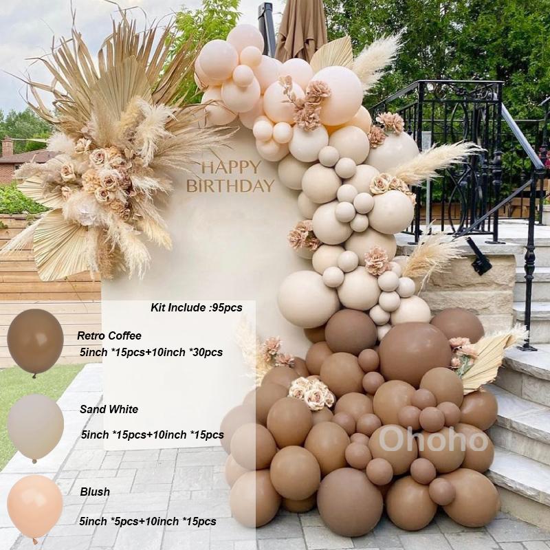 Coffee Brown Beige Balloon Garland Arch Kit Boy Girl Baby Shower Rustic Wedding Engagement Decoration Birthday Party Supplies Baptism Christenin