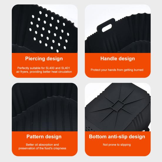 Silicone Air Fryer Liners for Ninja SL400UK Non-Stick Baking Tray Reusable Air Fryer Basket Kitchen Cooking Accessory