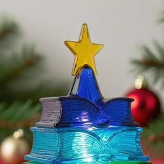 Красочная книжная лампа Стопка томов Рождественская елка Ночник Теплые светодиодные огни Прикроватная лампа для праздничного декора Любителям книг Рождественский подарок