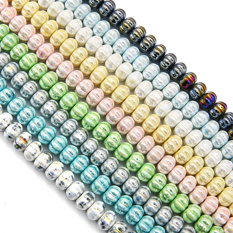 6 шт./пакет, керамические фарфоровые бусины ручной работы в форме тыквы, очаровательные бусины, свободные бусины-разделители для браслета, ожерелья, изготовление ювелирных изделий своими руками